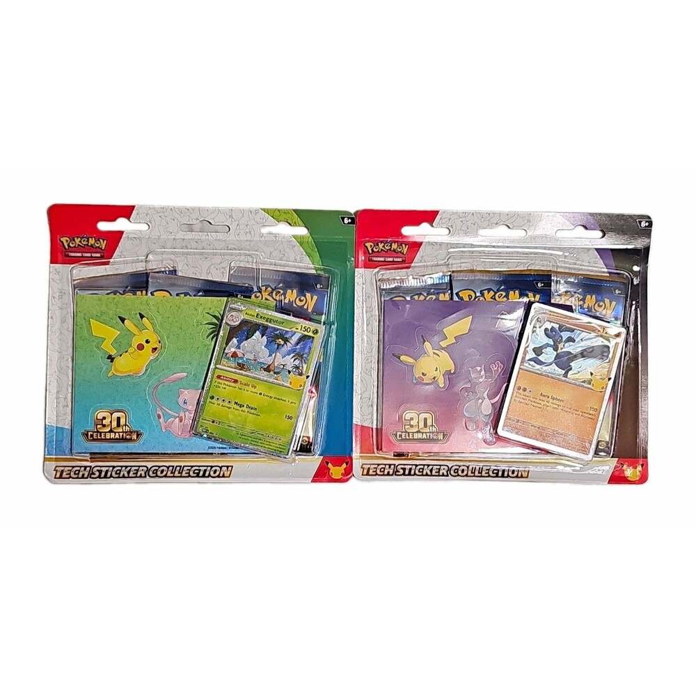2x Pokemon 30th Celebration Tech Sticker Blister Set Lucario Exeggutor Sealed